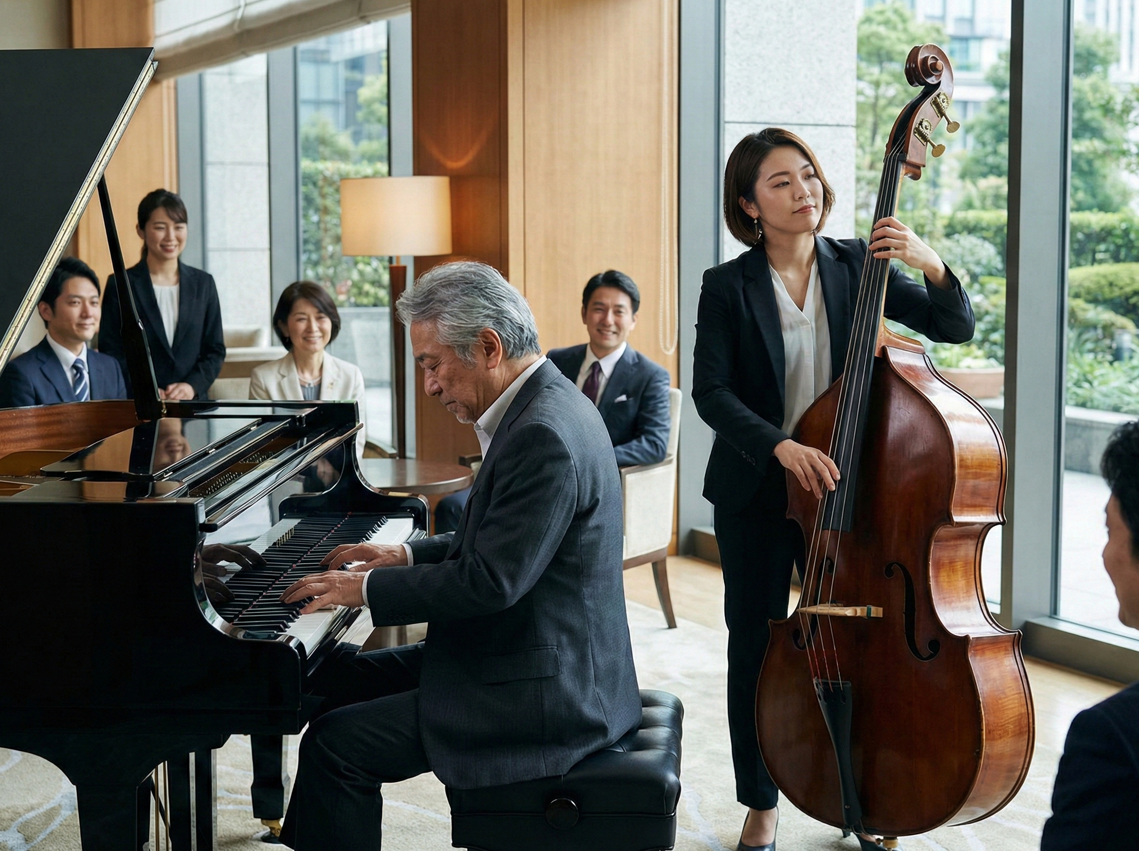 ホテルのロビーで演奏しているイメージ画像